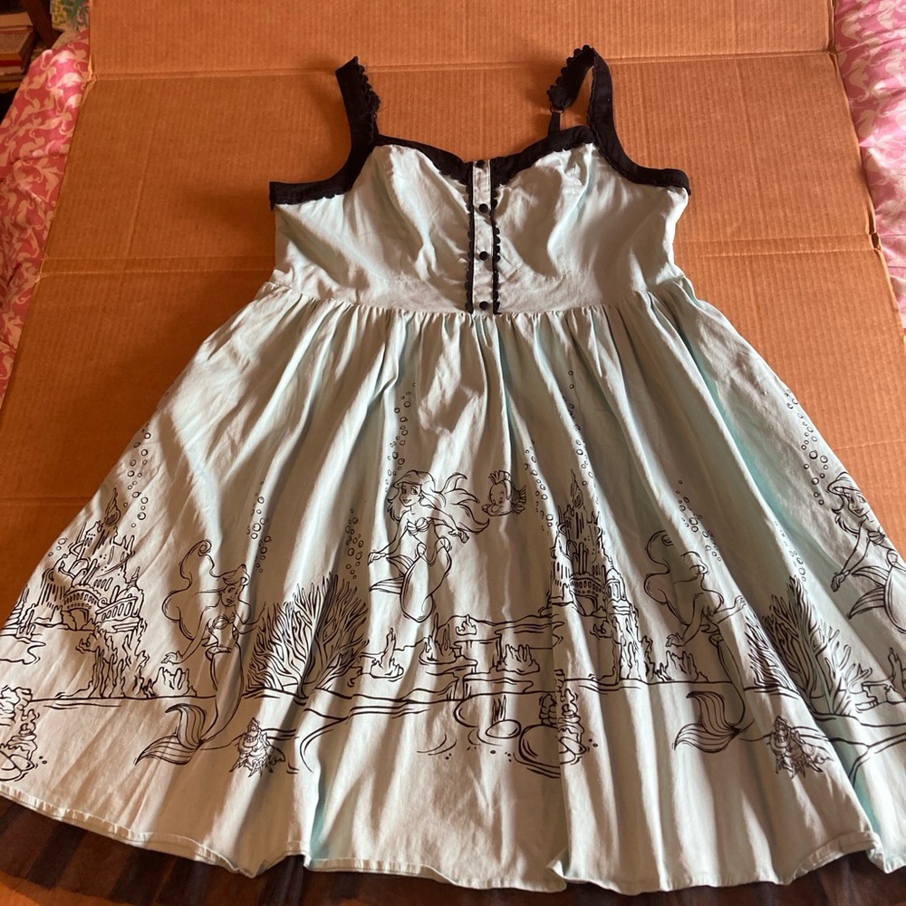 Disney Light Blue Little Mermaid Dress with Black Trim